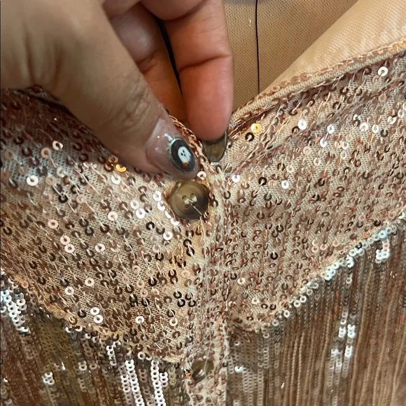NWT Sequin Fringe Button-Up Shirt - Picture 4 of 7